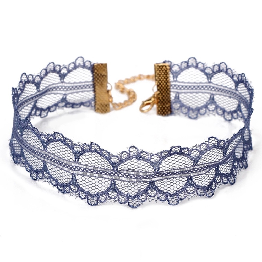 ✨ Sexy Steel Grey Dainty Lace Holiday Party Choker
